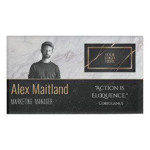 Modern Elegant Your Logo Here Job Title Quote Name Tag