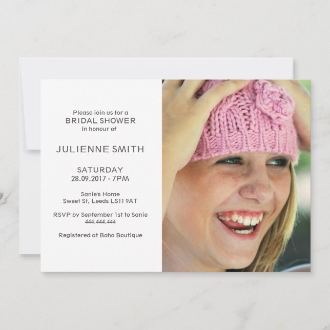 Modern Elegant Your Own Photo Bridal Shower Invitation (Front)