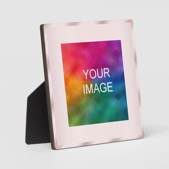 Modern Elegant Your Photo or Logo Rose Gold Easel Plaque (Front)