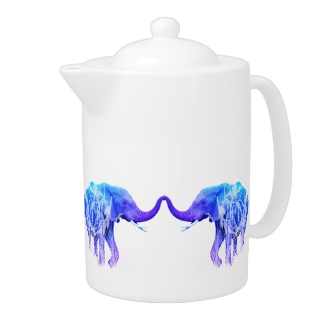 Modern Elephant Animal Digital Art elephants Teapot (Right)