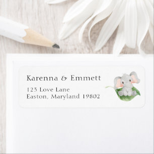 Modern Elephant Baby Shower Return Address Label