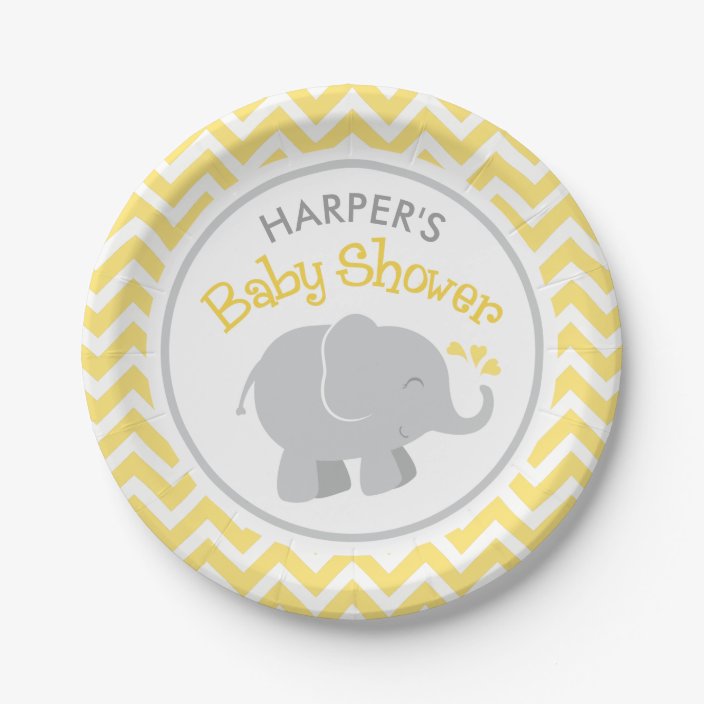 Elephant Baby Shower Yellow and Gray 