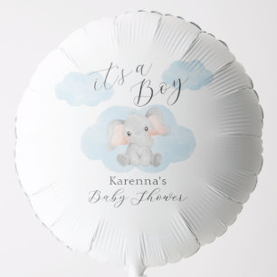 Modern Elephant Clouds It's A Boy Baby Shower Balloon