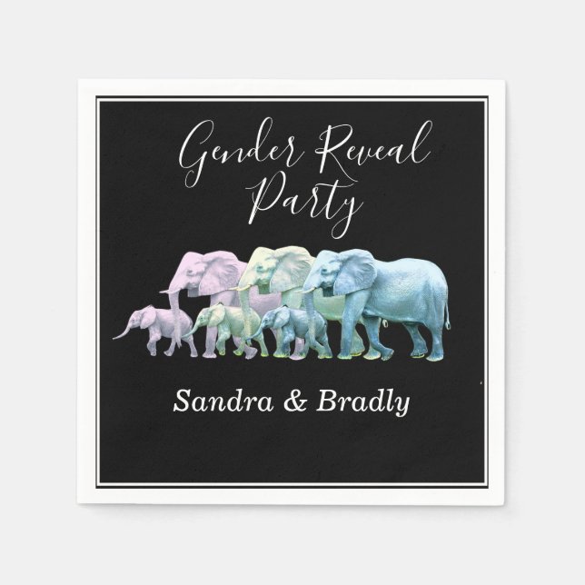 Modern Elephant Gender reveal party Invitation Napkins (Front)