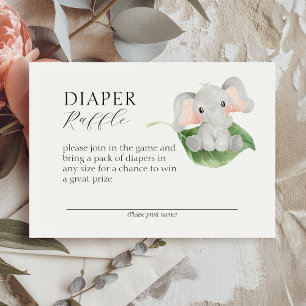 Modern Elephant Greenery Baby Shower Diaper Raffle Enclosure Card