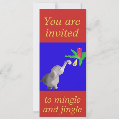 Modern Elephant Lights Candle Christmas Party Invitation