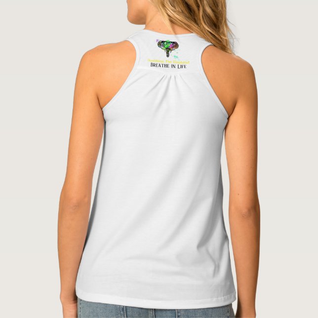 Modern elephant mandala rainbow paint splatter. tank top (Back)