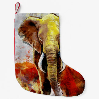 Modern Elephant Oil Painting Abstract Small Christmas Stocking