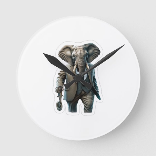Modern elephant round clock (Front)