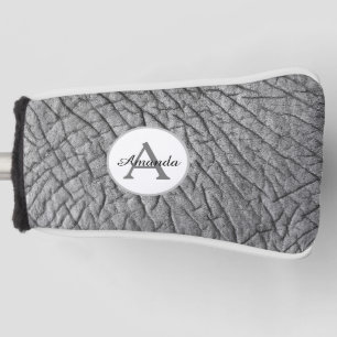 Modern Elephant skin grey with monogram and name Golf Head Cover