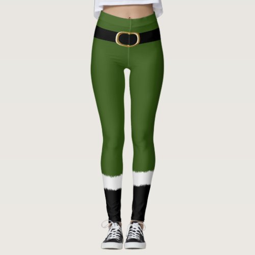 Modern Elf Santa Costume Cute Funny Christmas Leggings