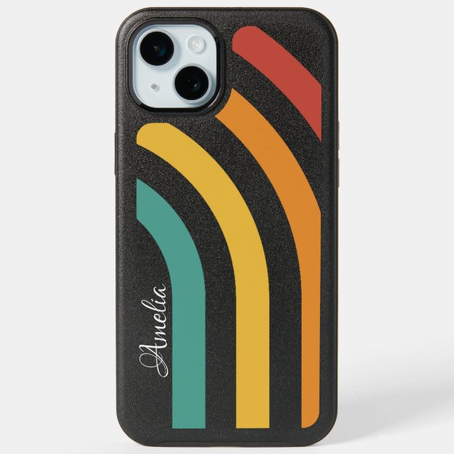 Modern Eligant Retro Line Monogram iPhone 15 Plus Case (Back)