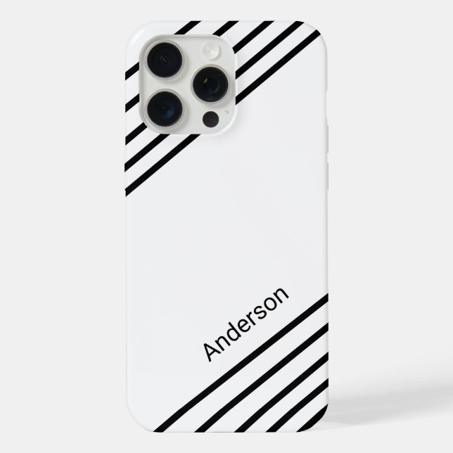 Modern Eligant Retro Line Monogram iPhone Case (Back)