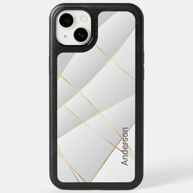 Modern Eligant Retro Line Monogram Otterbox iPhone Case (Back)