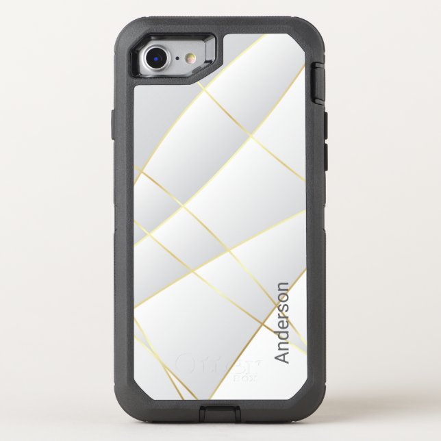 Modern Eligant Retro Line Monogram Otterbox iPhone Case (Back)