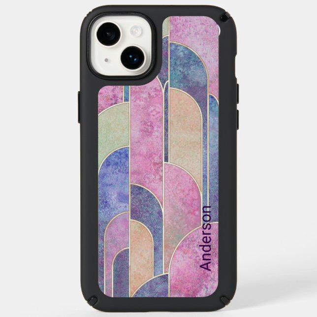 Modern Eligant Retro Line Monogram Speck iPhone Case (Front)