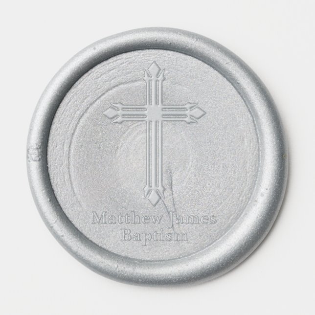 Modern Elite Christian Cross Baptism Wax Seal Sticker (Front)