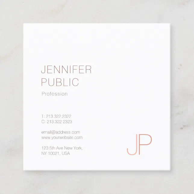 Modern Elite Design Elegant Monogram Plain Luxury Square Business Card ...