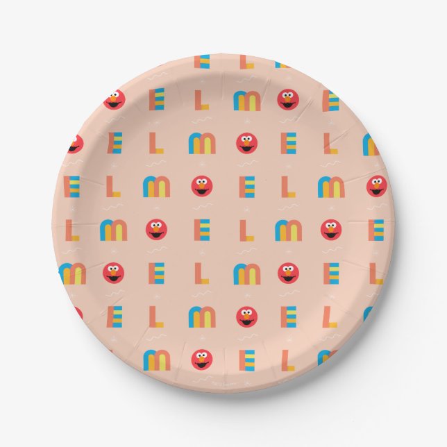 Modern Elmo Pattern Paper Plates (Front)