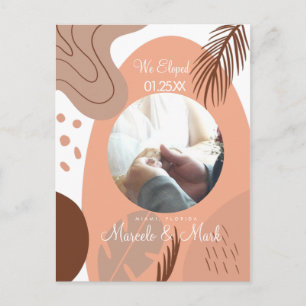 Modern Eloped Photo Collage Nuetral Postcard