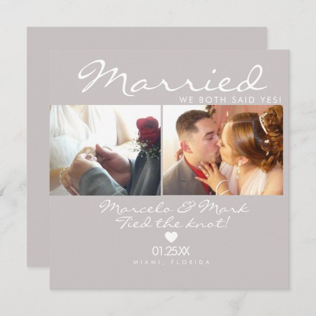Modern Eloped Simple Heart Couples Celebration  Card (Front/Back)