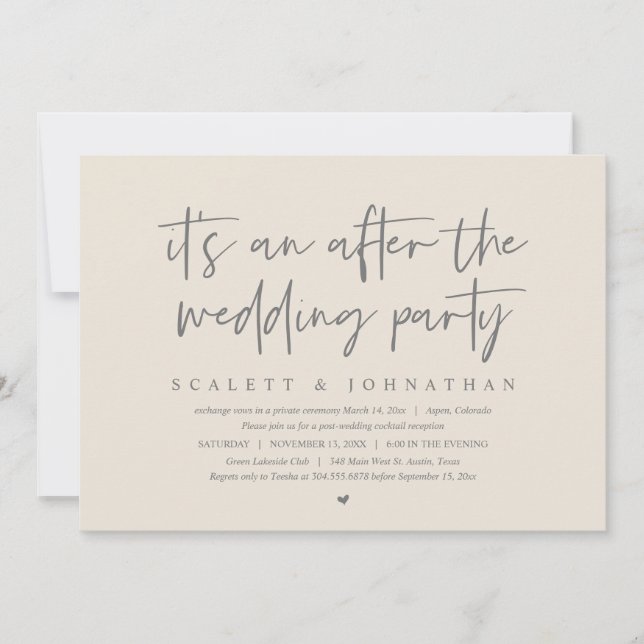 Modern Elopement, After the wedding Party Invitation (Front)