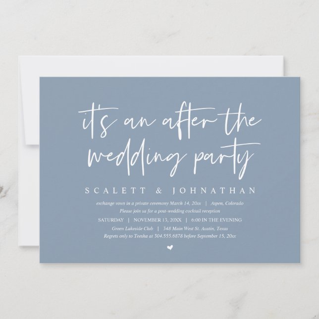 Modern Elopement, After the wedding Party Invitation (Front)