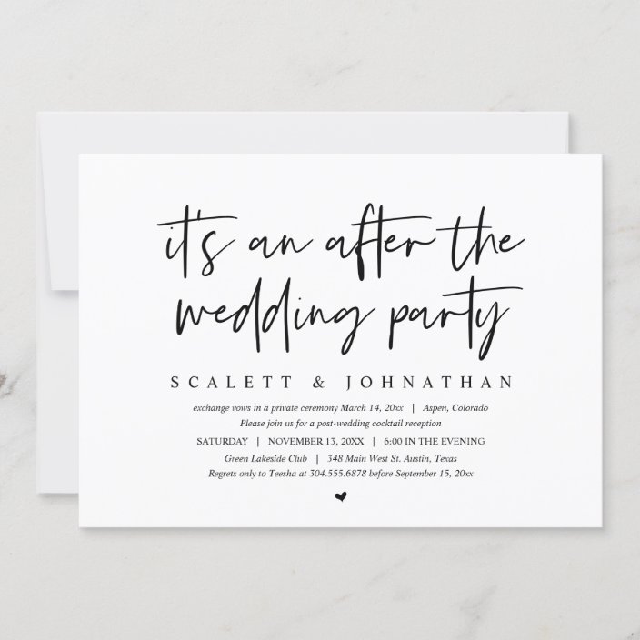 Modern Elopement, After the wedding Party Invitation | Zazzle.com