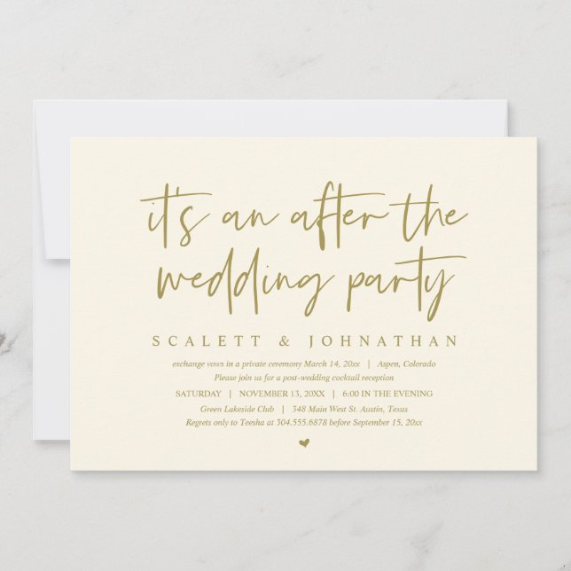 Modern Elopement, After the wedding Party Invitation (Front)