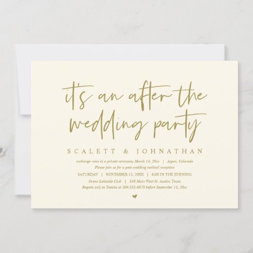 Modern Elopement After the wedding Party Invitation
