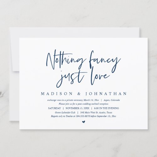 Modern Elopement Nothing Fancy Just Love Invitat Invitation