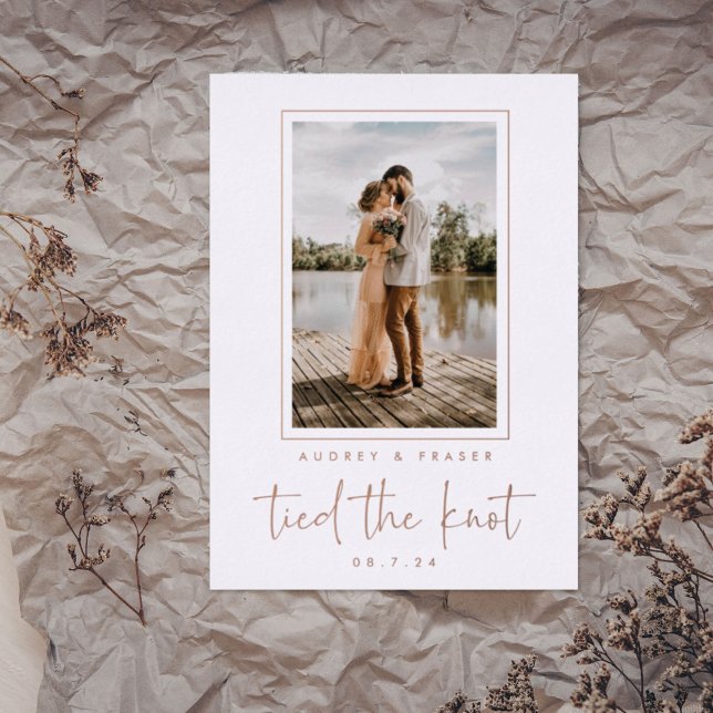 Modern Elopement Tied the Knot Photo Rose Gold Foi Foil Invitation (Creator Uploaded)