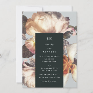 Modern Embellished Romantic Florals Wedding Invitation