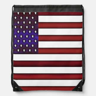 Modern Embossed American Flag Drawstring Bag