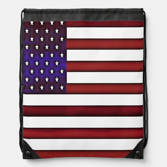 Modern Embossed American Flag Drawstring Bag (Front)