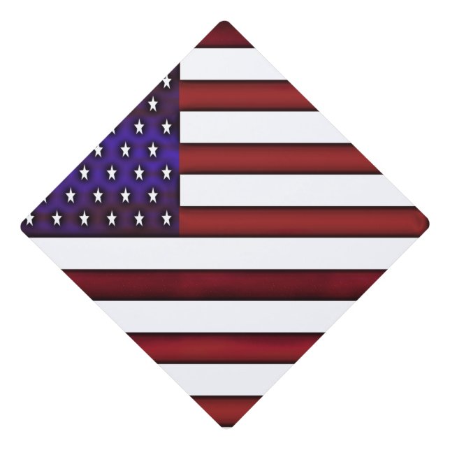 Modern Embossed American Flag Graduation Cap Topper (Front)