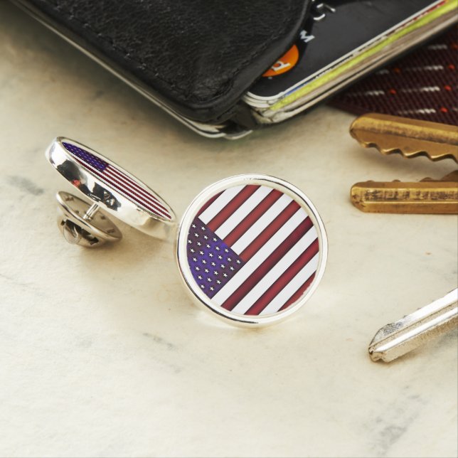 Modern Embossed American Flag Lapel Pin (In Situ)