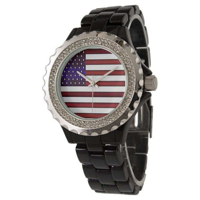 Modern Embossed American Flag Watch (Angled)