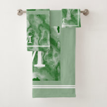 Modern Emerald And Sage Green Marble Monogrammed