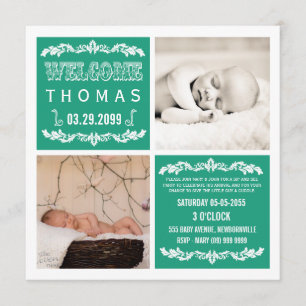 Modern Emerald Baby Sip & See Party Photo Cards
