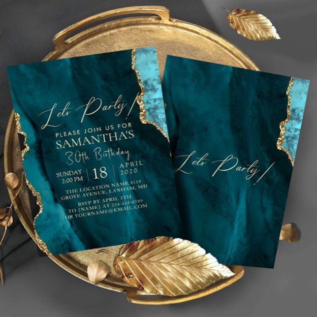 Modern Emerald Gold Birthday Party Invitation (Creator Uploaded)