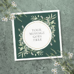 Modern Emerald Gold Eucalyptus Greenery Foliage Napkins<br><div class="desc">Featuring delicate watercolor greenery leaves on an emerlad green background,  this chic botanical napkin can be personalized with your own message. Perfect for weddings,  bridal showers,  baby showers,  baptism,  engagement parties,  anniversary celebrations,  and birthday get-togethers. Designed by Thisisnotme©</div>