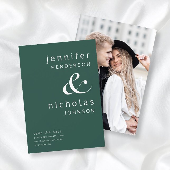 Modern Emerald Green Ampersand Photo Wedding Save The Date (Creator Uploaded)
