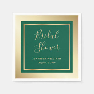 Modern Emerald Green and Gold Bridal Shower Napkins