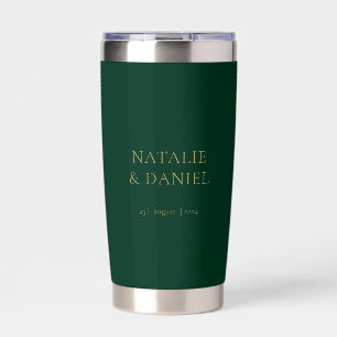 Modern Emerald Green and Gold Chic Wedding Insulated Tumbler