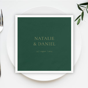 Modern Emerald Green and Gold Chic Wedding Napkins