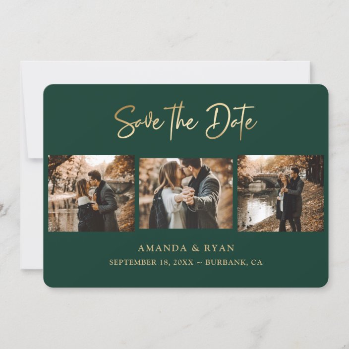 Modern Emerald Green and Gold Foil Wedding 3 Photo