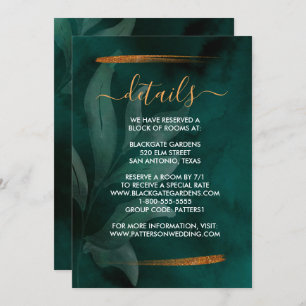 modern emerald green and leaves Enclosure Invitation
