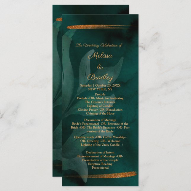 modern emerald green and leaves program (Front/Back)