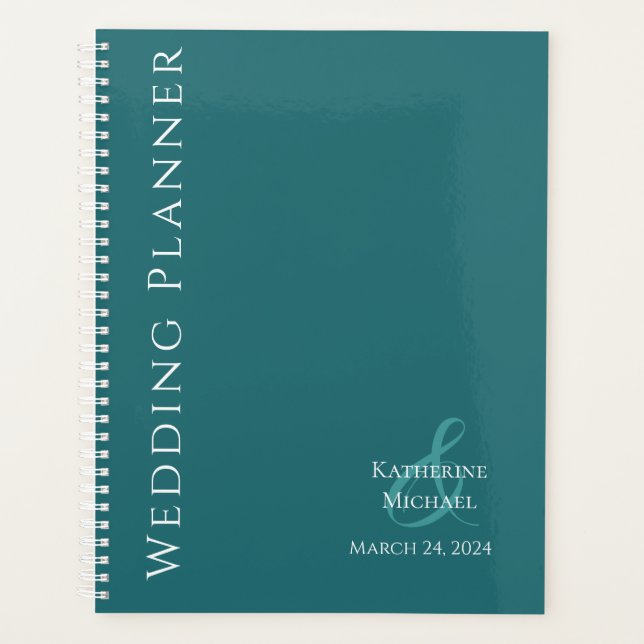 Modern Emerald Green and White-Wedding-Planner Planner (Front)